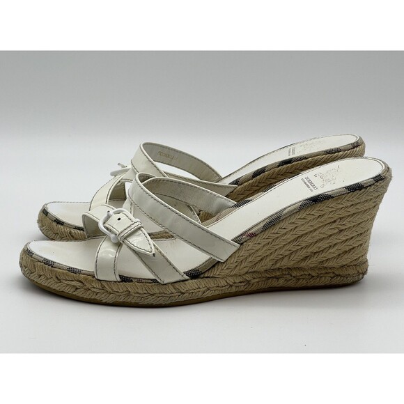 Burberry London White Patent Leather Wedge Espadrille Sandals 40 (9 US) 3207635 - Picture 3 of 16
